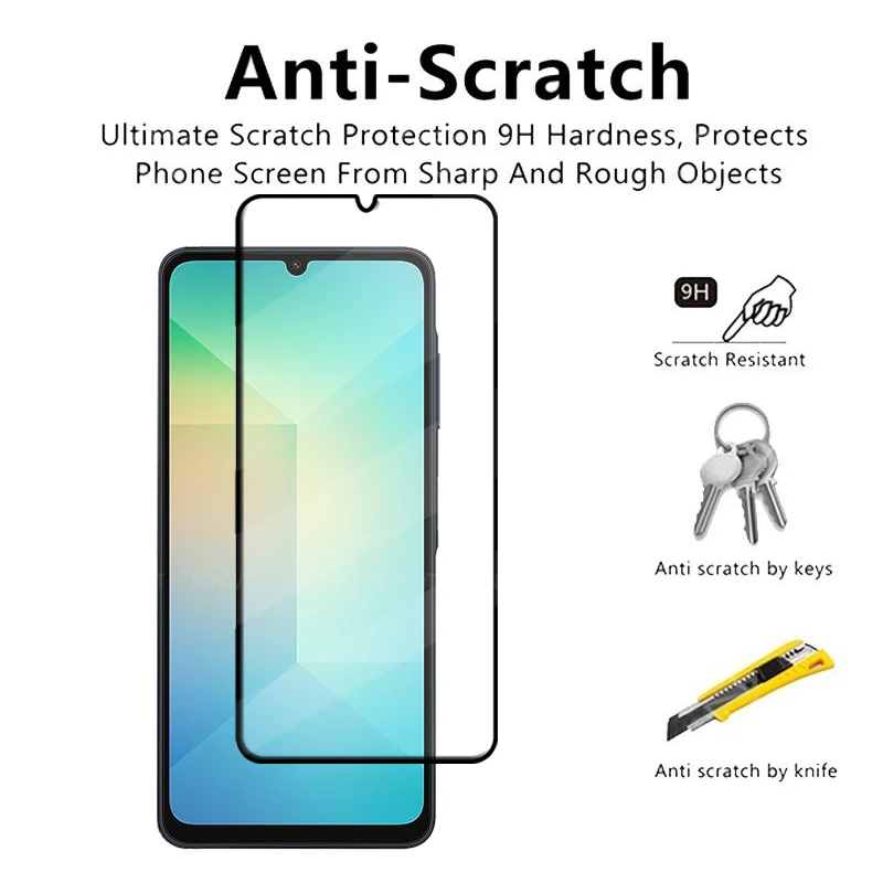 1/2/3/4PCS For Samsung A06 Glass Samsung Galaxy A06 Tempered Glass Protective Full Cover Glue Screen Protector Samsung A06 A 06