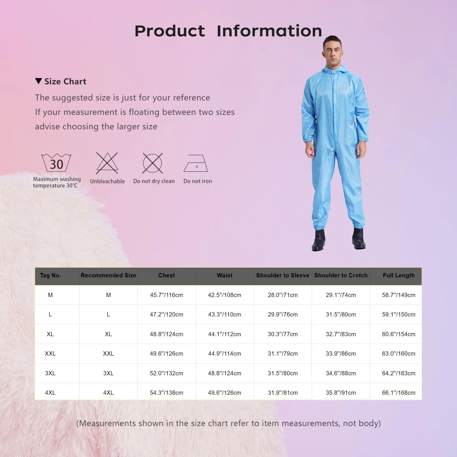 Men One Piece Work Coveralls Jumpsuits Long Sleeves Front Zipper Mechanics Body Suits Anti-Static Dustproof Hooded Work Overalls