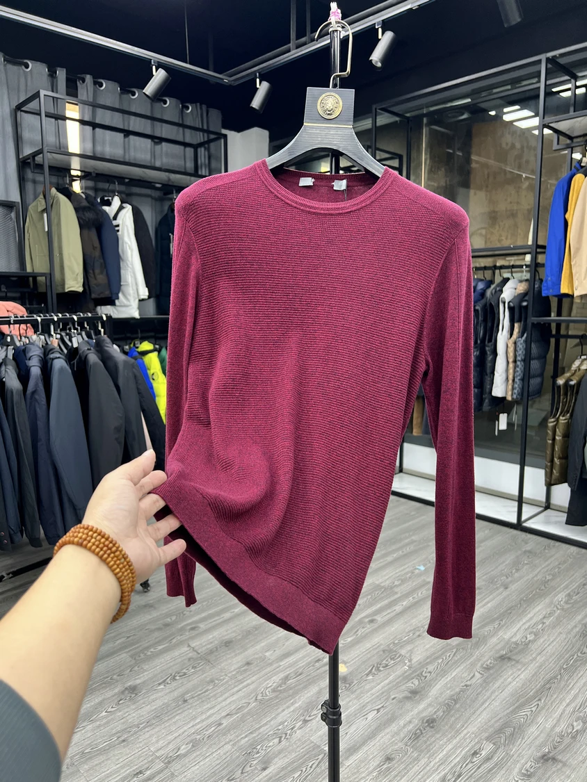 

Men's Casual round Ne Knitwear Long Sve Thin Base irt Comfortable Breathable Loose Fit Polyester Blend Leisure Wear