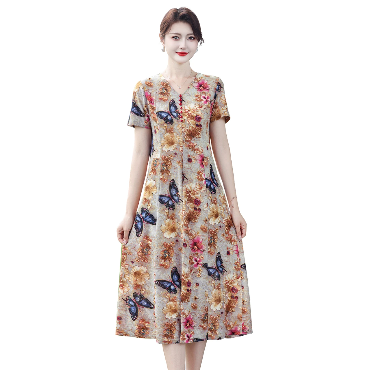 Women's Floral Print Midi Dres - Midi Skirt Floral 评论和价格