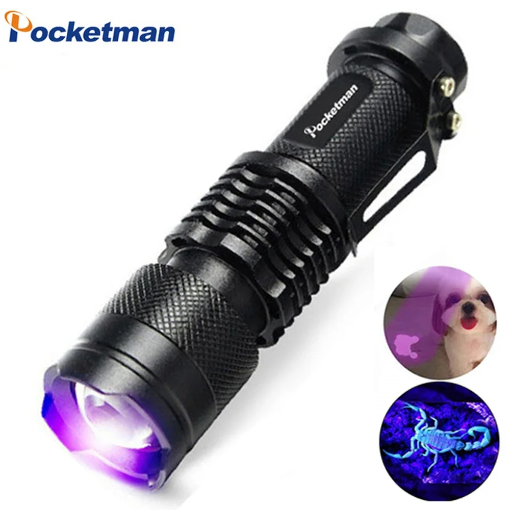 Mini UV 9 16 Flashlight LED Torch 395nm Blacklight Zoom Wavelength Violet Light UV LED Long Use Torcia Linterna Aluminum Lamp