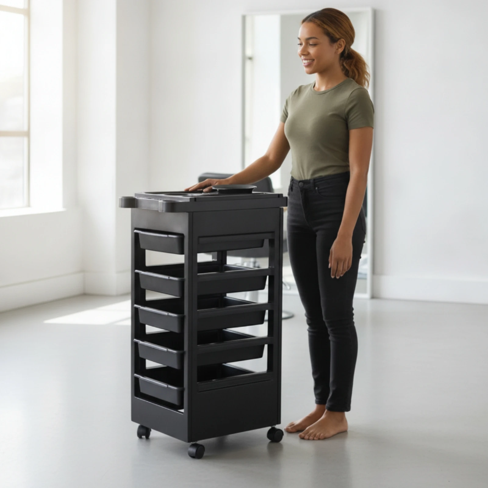 Hair Salon Storage Cart Rolling Salon Trolley with Drawers Hairdresser Trolley Space-Saving Furniture AllAll-in-One