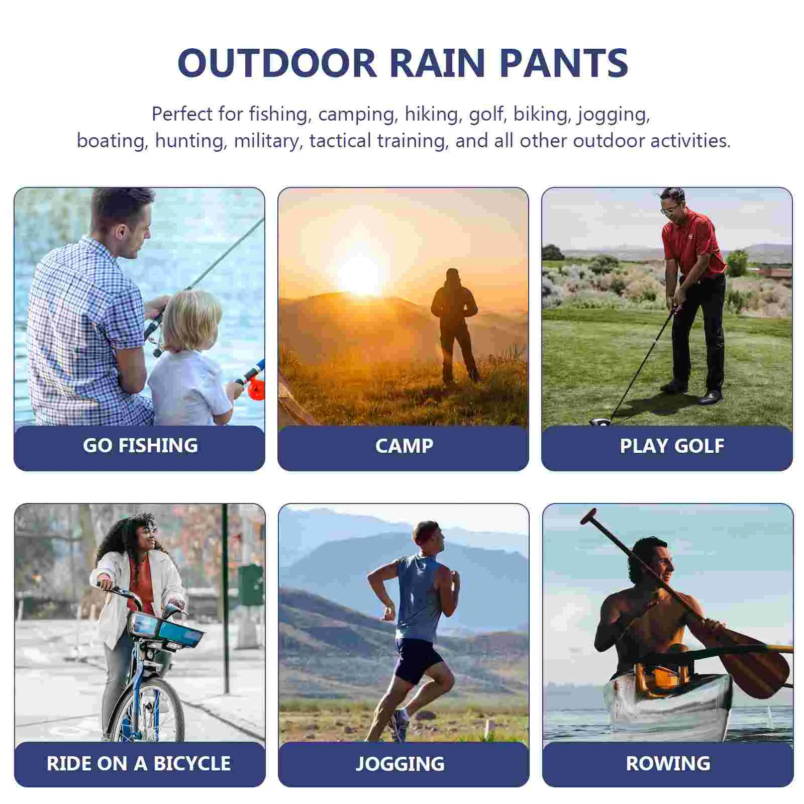 Double Layer Outdoor Cycling Pants Rainproof Waterproof Motorcycle Riding Rain Pants Fishing Trousers for Camping Hiking Climbin