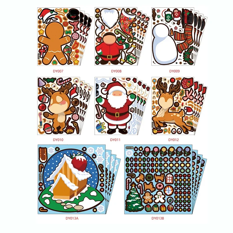 Cartoon Christmas DIY Sticker Santa Claus Snowman Elk Christmas Tree Cute Emoticons for Kids Gift Diary Decoration Decal Sticker