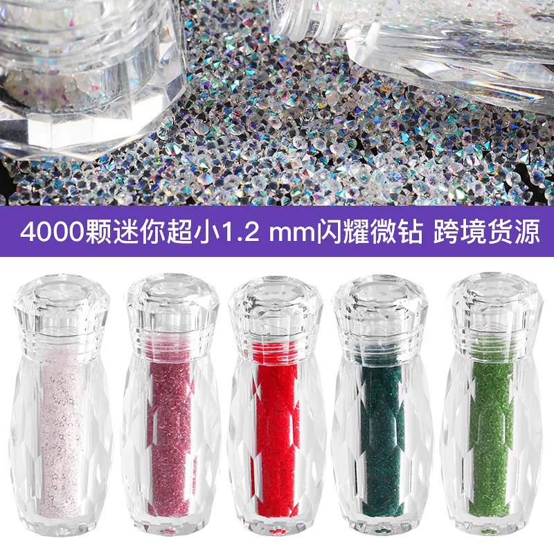 4000 Stuks/Pot Nagel Glazen Kralen Diamanten Kristallen Steentjes Glitter Mini Nail Micro Stenen Diy Manicure Glanzende Kralen