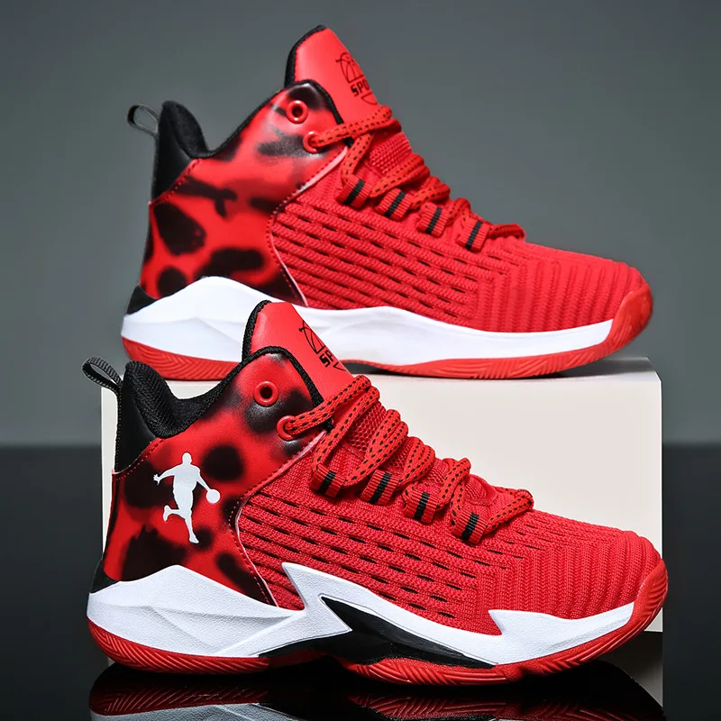 

Баскетбольные кроссовки Red Boy из дышащего сетчатого материала, детские кроссовки, удобная спортивная обувь на платформе для девочек, высокие кроссовки, Zapatillas Nino