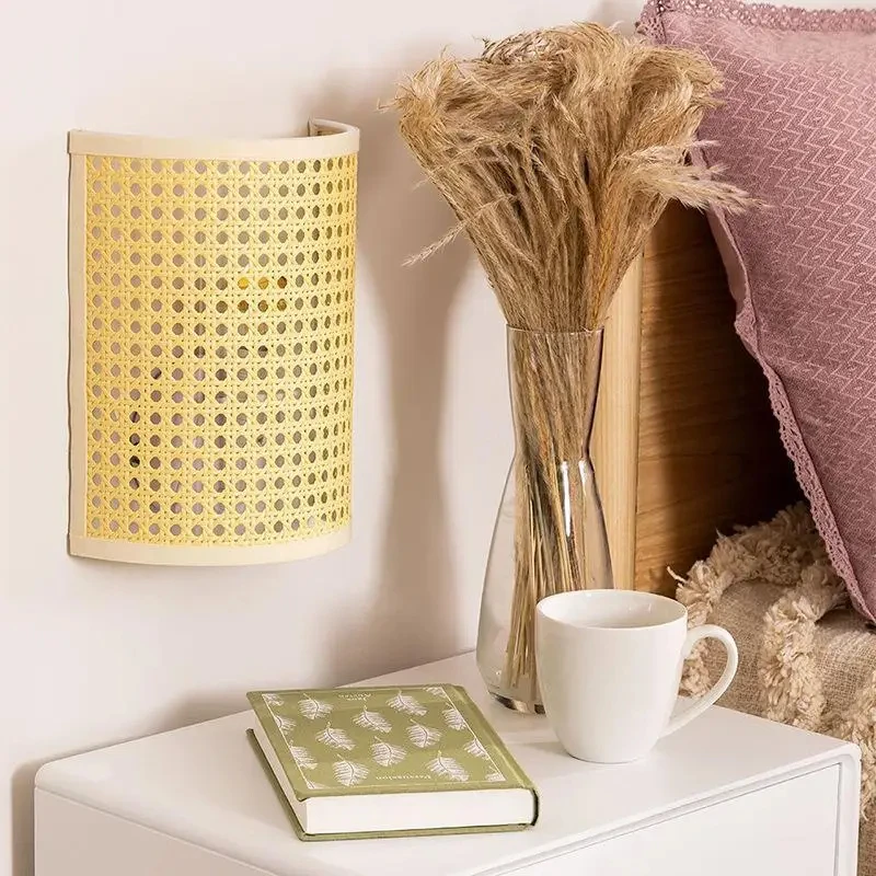 

Japanese Rattan Wall Lamp Living Room Bedroom Bedside Wall Led Lighting Corridor Southeast Asian Rattan Wall Lamp GN120TB