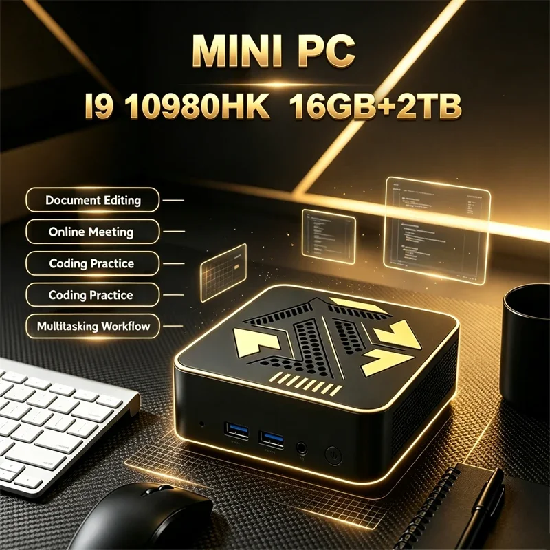 Compact Mini PC Intel Core I9-10980HK Windows 11 16GB RAM 4K HDR Output Mini Computer For Home Entertainment Casual Gaming