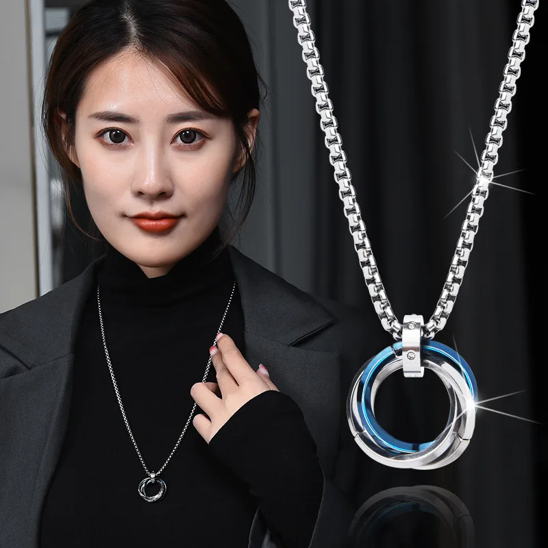 Titanium steel necklaces, trendy, niche and simple for men, cool for women, pendants, necklaces