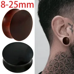 2PC Wood Tunnel Plugs Expander Tapers Ear Lobe Stretching Plugs With Red Or Black Round Ear Piercing Jewelry 8-25mm