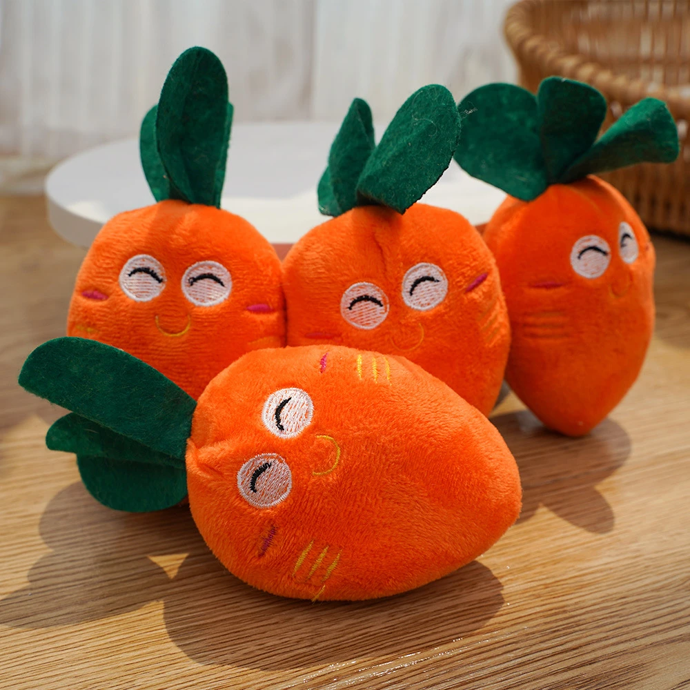 1pc Cute Orange Carrot Shape Plush Pet Toy Durable Puppy Chew Squeaky Toy Pet Teeth Grinding and Interactive Play Toy