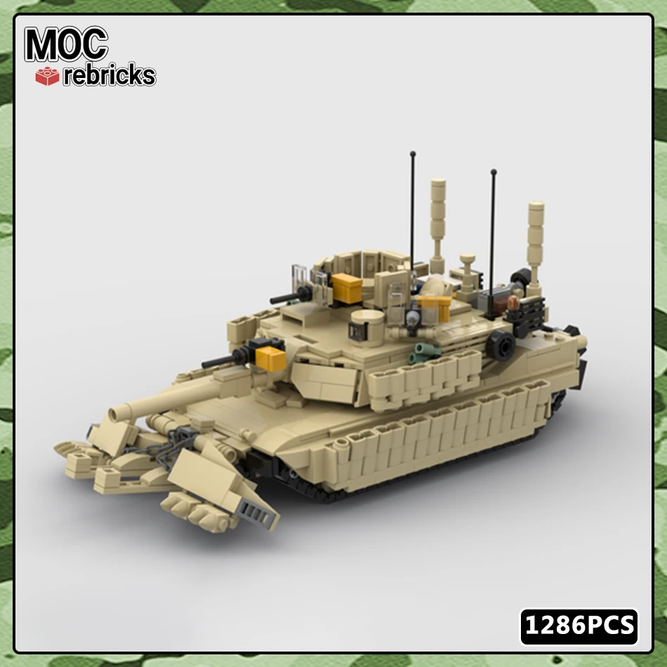 MOC Military Series M1A2 Abrams The Latest Upgrade US Tank Soldier Weapon Building Block Set DIY Toys for Kid Christmas Gifts