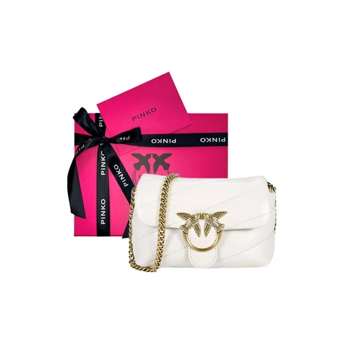 PINKO Puff Sheepskin Bird Bag, Swallow Bag, Crossbody Bag, Shoulder Bag Women's Cream White 100040-A0F2-Z14Q