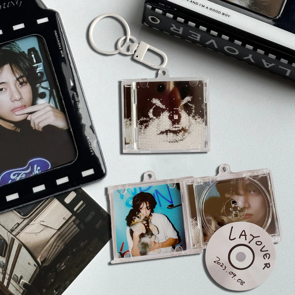 Acrylic NFC Mini CD Keychain Kpop TXST ATEEZ FRIENDS LAYOVER Album GOLDEN AGUST D DAY YOONGI TeahyungV Teakook Accessories Merch
