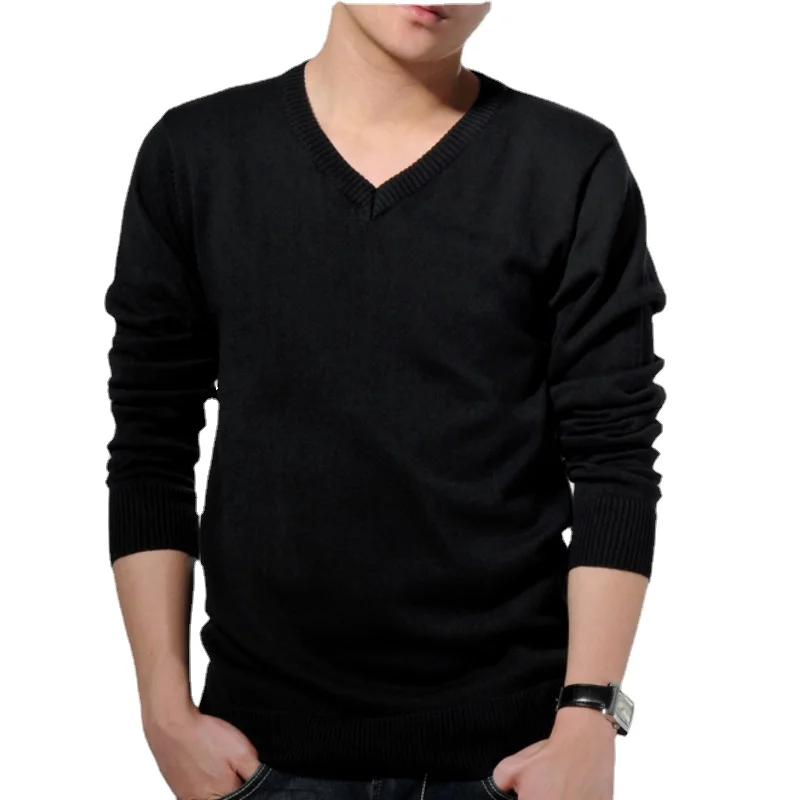 

New Arrival Men Knit Sweater Spring Casual Slim Cotton Mens Sweaters Korean Fashion Solid Men Clothing