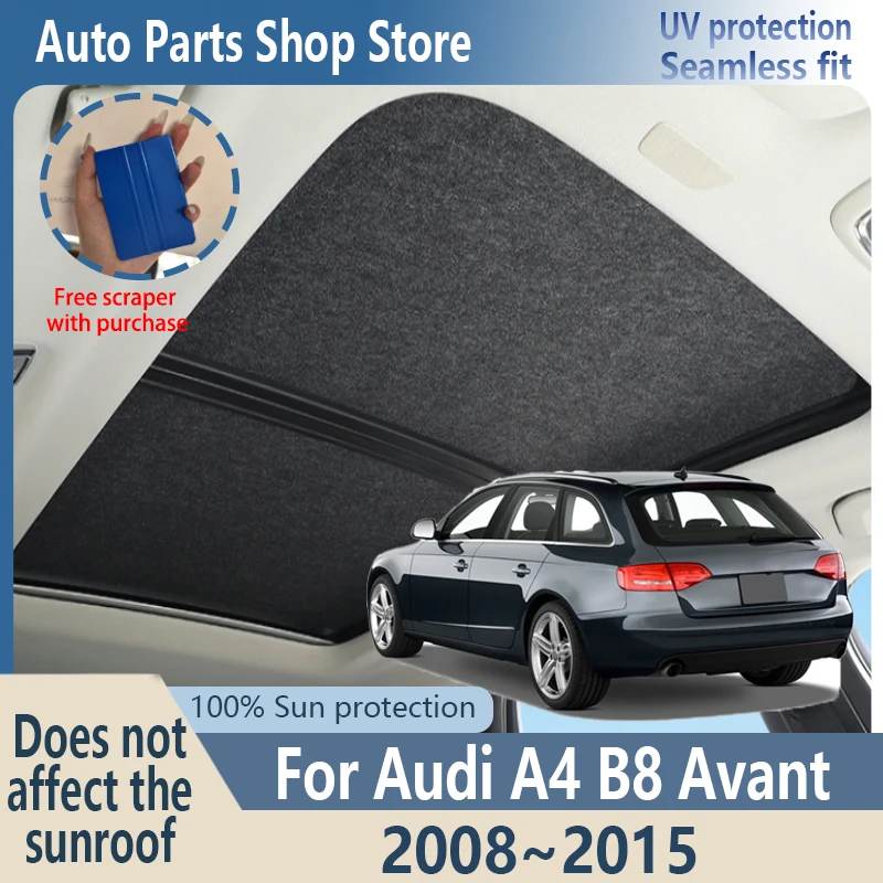 

Sun Protection For Audi A4 Avant B8 2008~2015 Electrostatic Adsorption Suede Fabric Panoramic Sunroof Insulation Visor Anti-UV