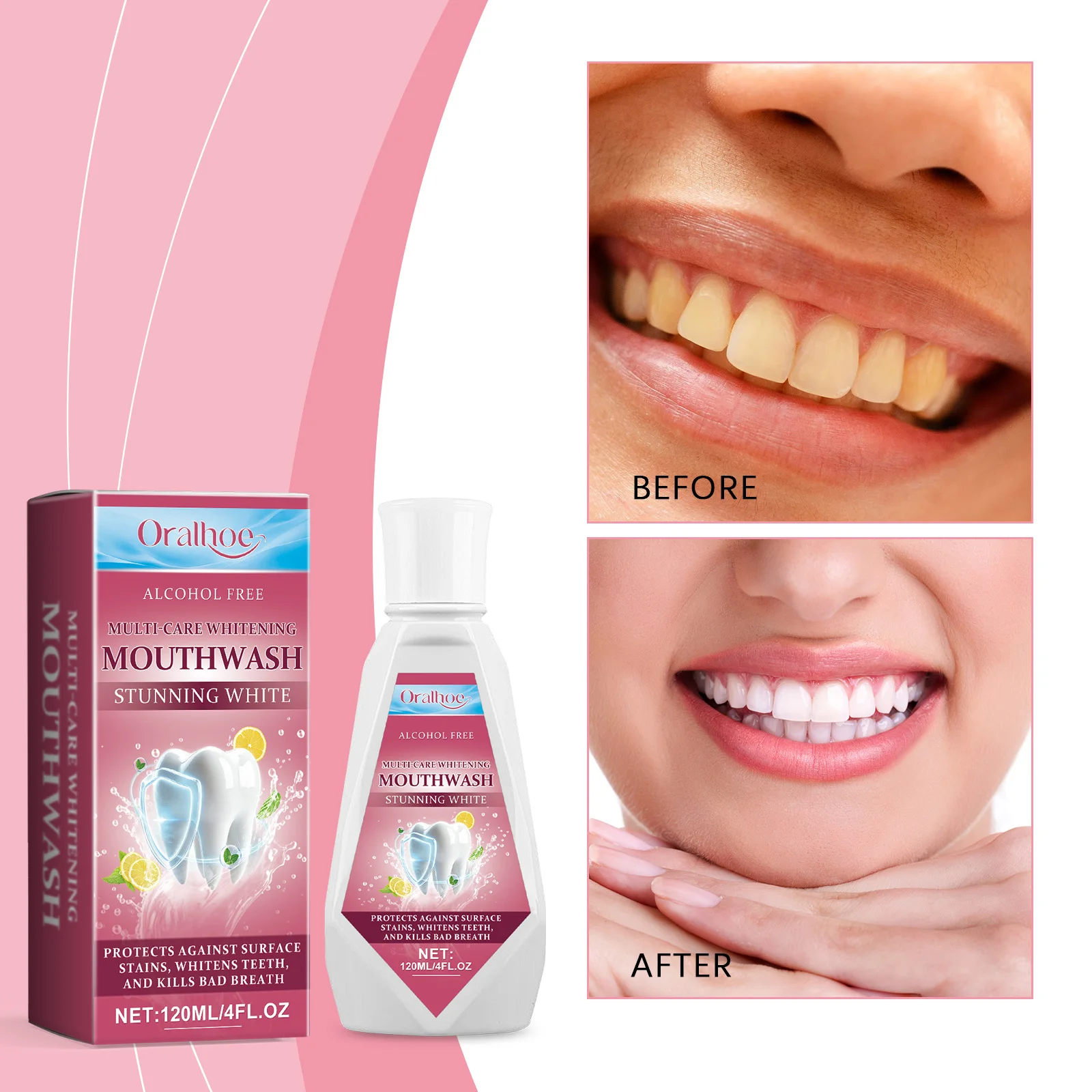 Mint Scented Mouthwash Freshens Breath Cleans Teeth and Mouth Non-alcoholic Tooth Whitening Refreshing Oral Care Oral Protection