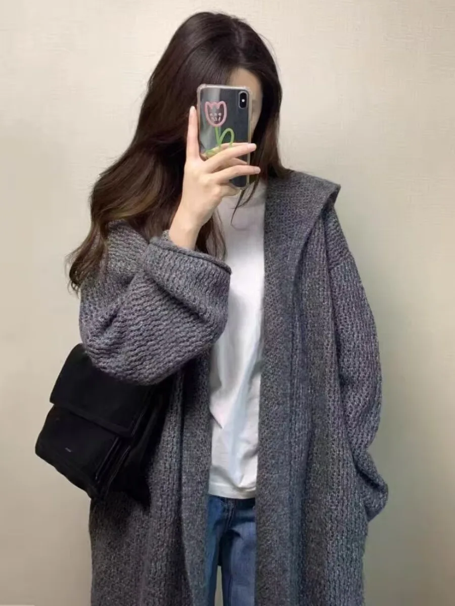 

Женский длинный вязаный кардиган, свитер, пальто, осенне-зимняя верхняя одежда, повседневная модная верхняя одежда, пальто