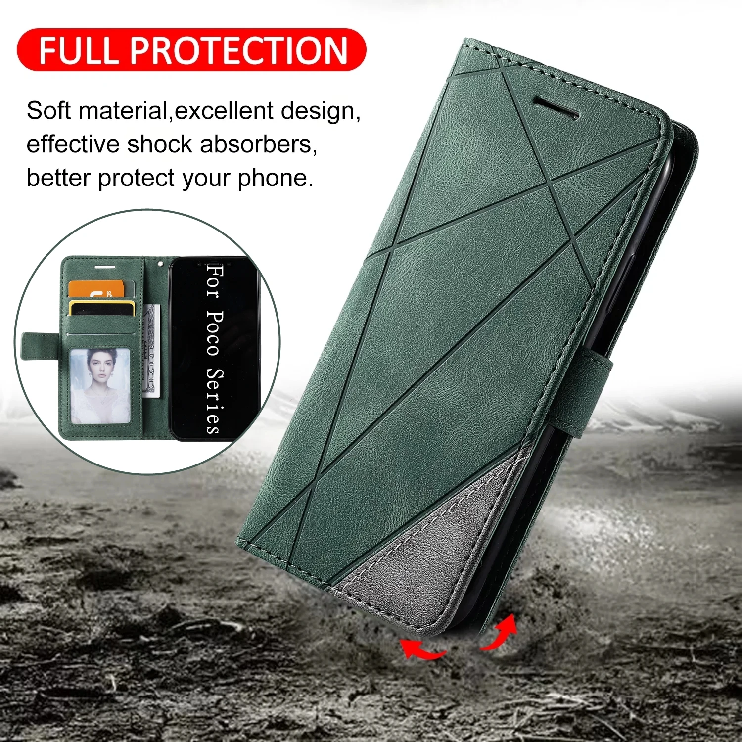 Flip Magnetic Leather Cover For Xiaomi Poco X6 M6 Pro 5G C65 C55 F5 X5 M4 X4 GT F4 X3 NFC F3 GT M4 M3 Pro Card Slot Wallet Case