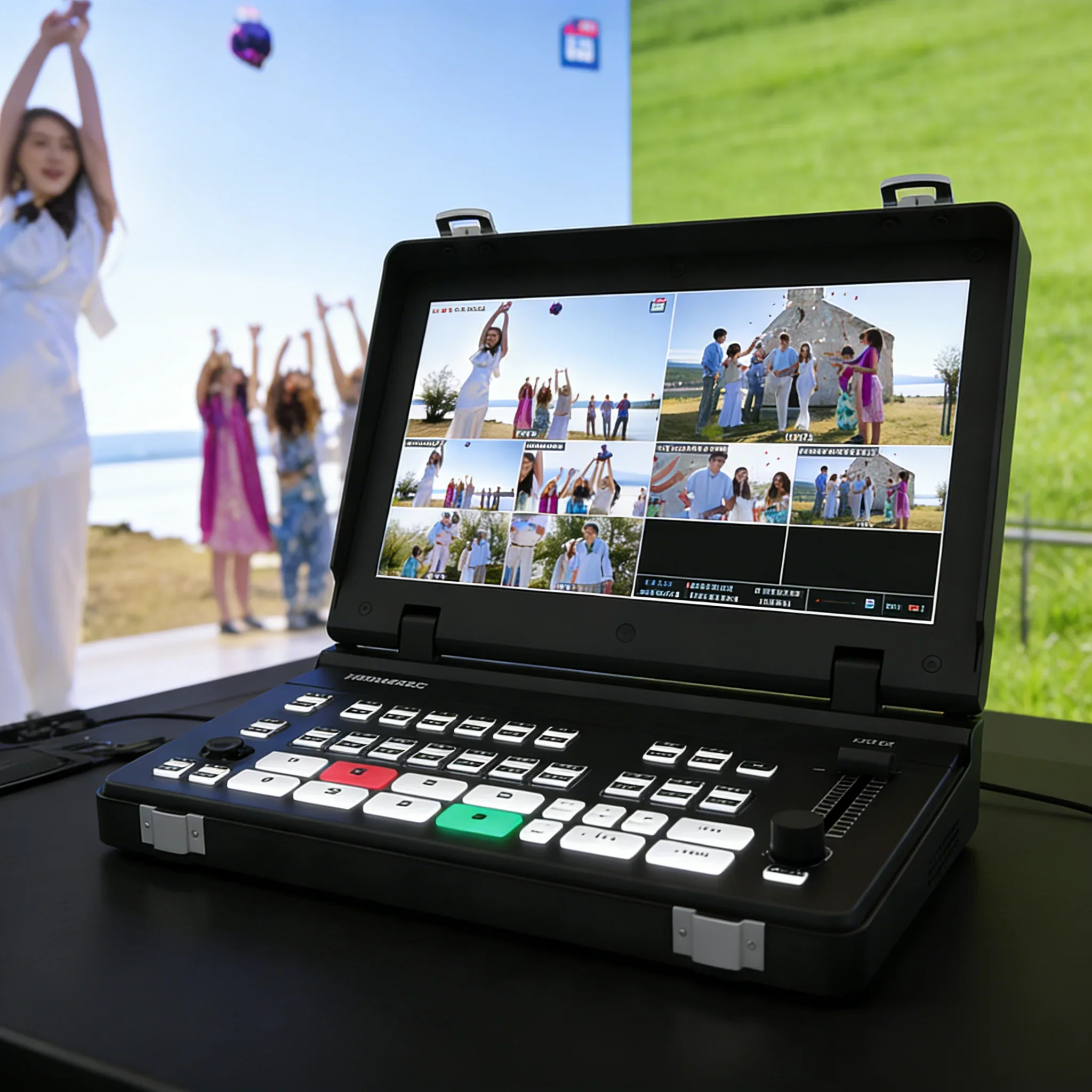 MF10, 5-Channel Flip-Style 8-Layer Live Switcher, H D M I Inputs Smooth YouTube/TikTok Streaming Construction Transition Effects