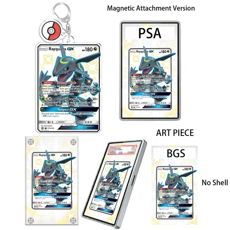 Art Display for Pokemon Rayquaza GX Shiny 177a168 Anime Expand Art Fans Gift Recyclable Acrylic Protective Case Keychain