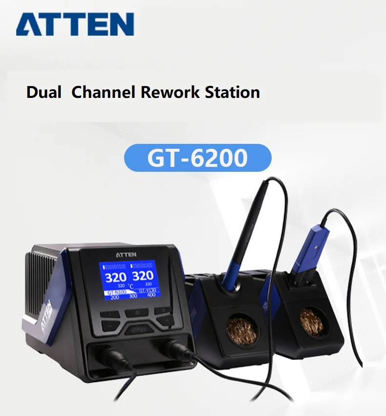 ATTEN GT-6200 듀얼 채널 납땜 스테이션 원래 GT-Y130 130W 납땜 핸들 T130 팁 가열 S-01 홀더