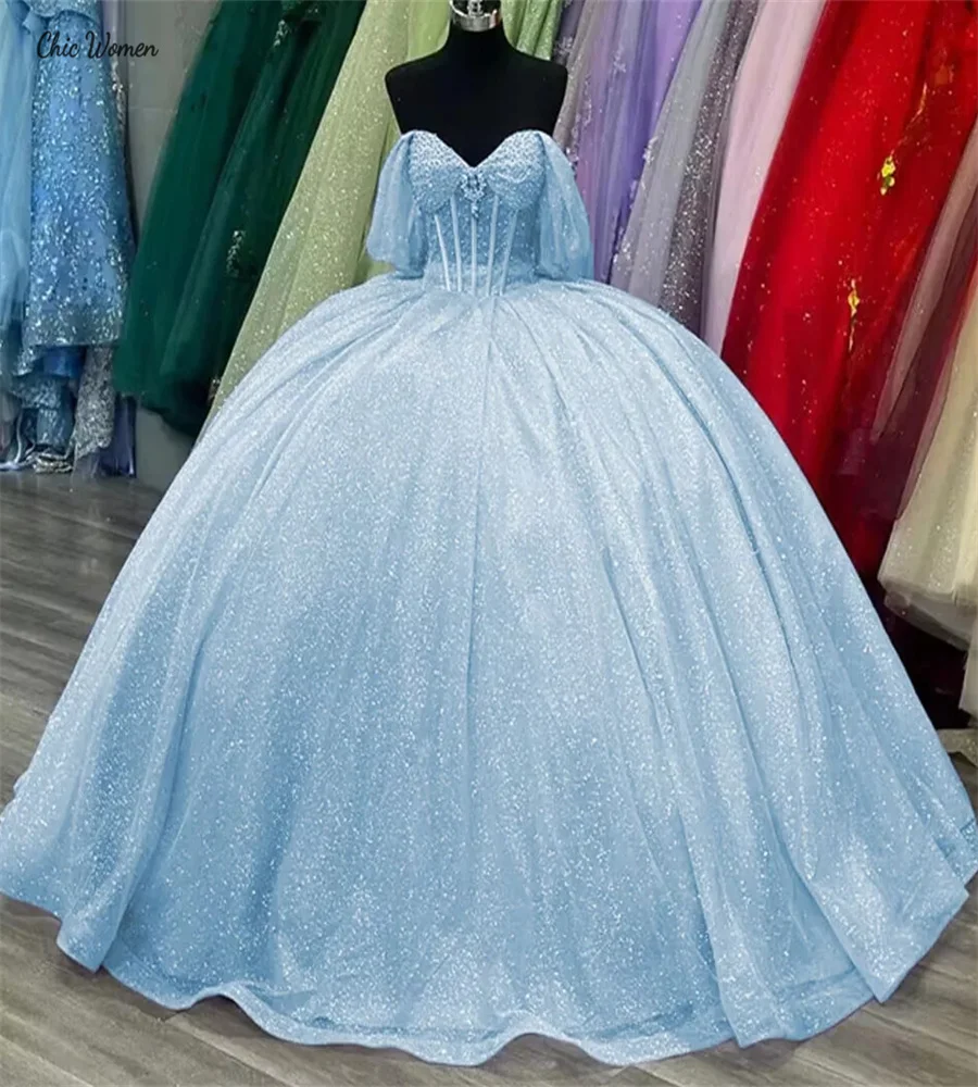 Vestido para quinceañeras verde con lentejuelas brillantes, Charro con cuentas y hombros descubiertos, 15 Xv Años, quinceañera, fiesta de cumpleaños de dieciséis, personalizado