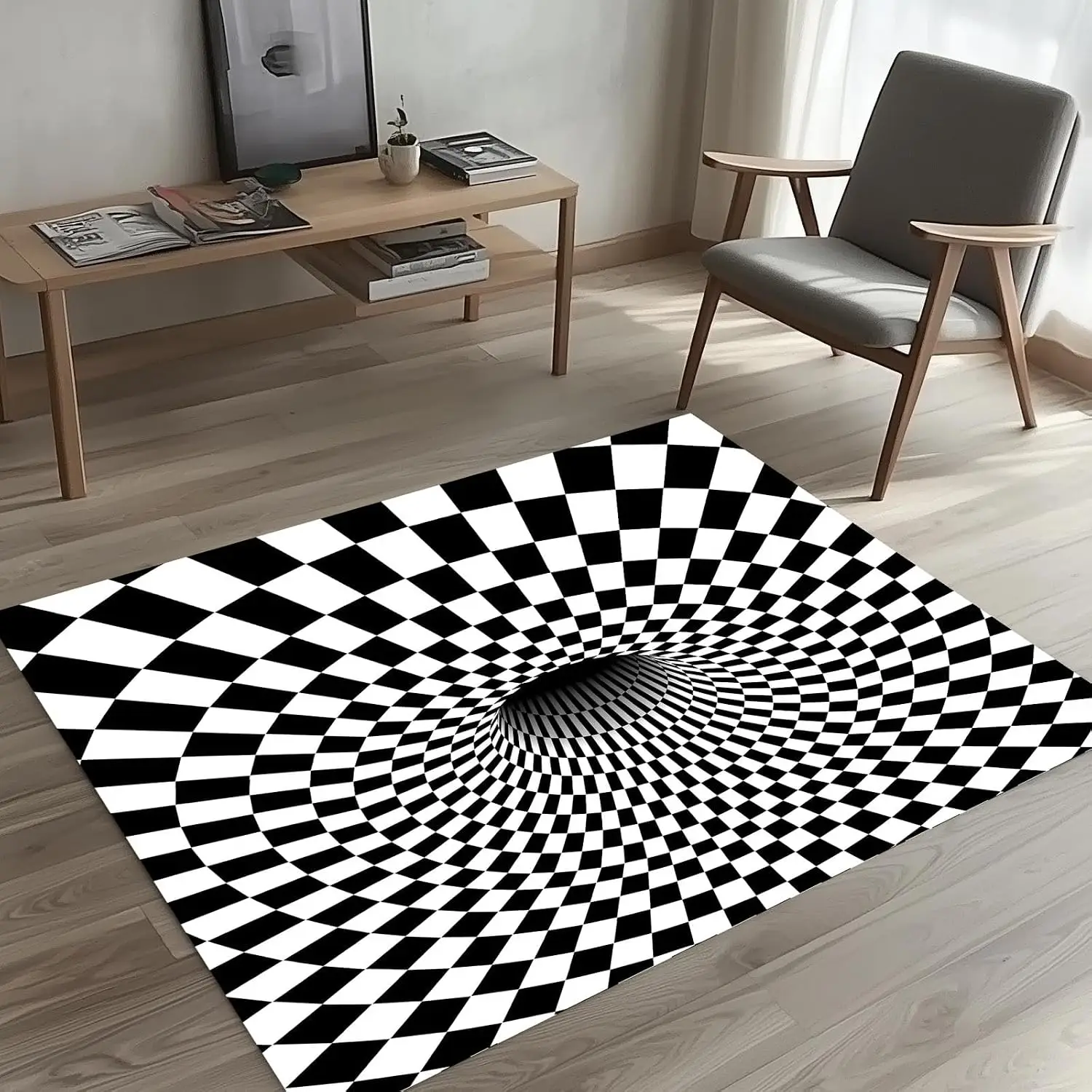 3D Optical Illusion Checkerboard Rugs Living Room Carpets Large Area Mat Bedroom Rug Room Chair Floor Mats Alfombra Salón Grande