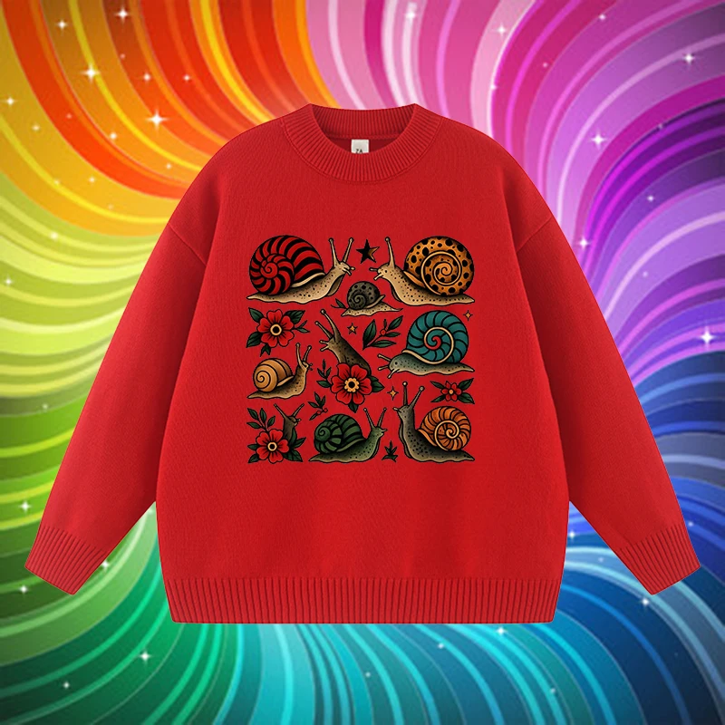 

Y2K Streetwear Harajuku Punk Knitted Sweater Gothic Creative Snail Pattern Printing Sweater Vintage Chic Classics Knitt Pullover