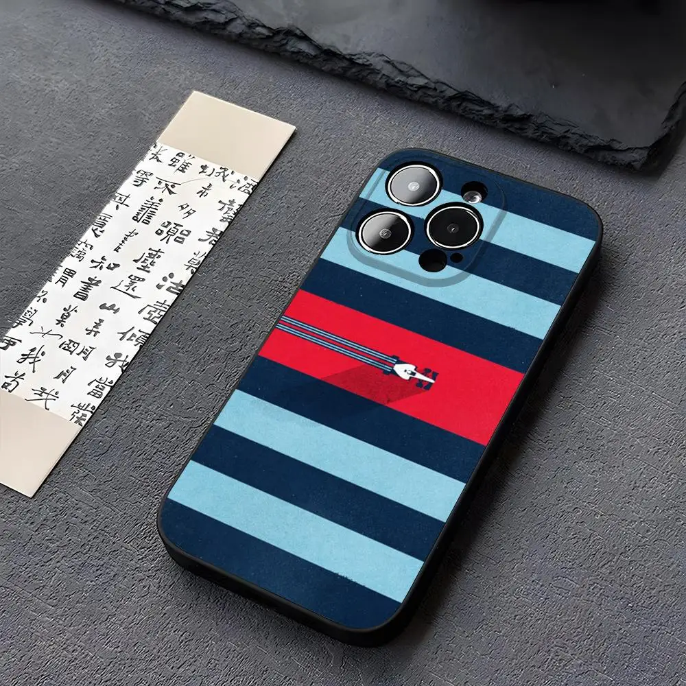 Чехол для телефона Martini Racing с горизонтальными полосами для iPhone 16, 17, 11, 15, 14, 13 Pro Max, 12 Pro, Xs Max, Mini, Xr, 8, 6s Plus