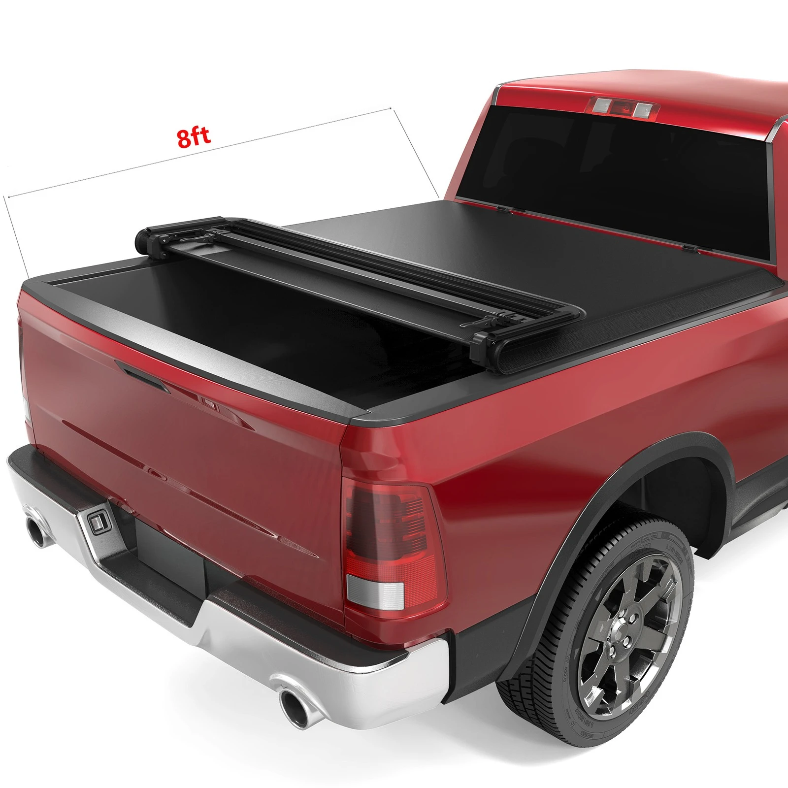 8ft Soft 4-Fold Tonneau Cover For 2002-2024 Dodge Ram 1500 Classic 2500 3500 Bed