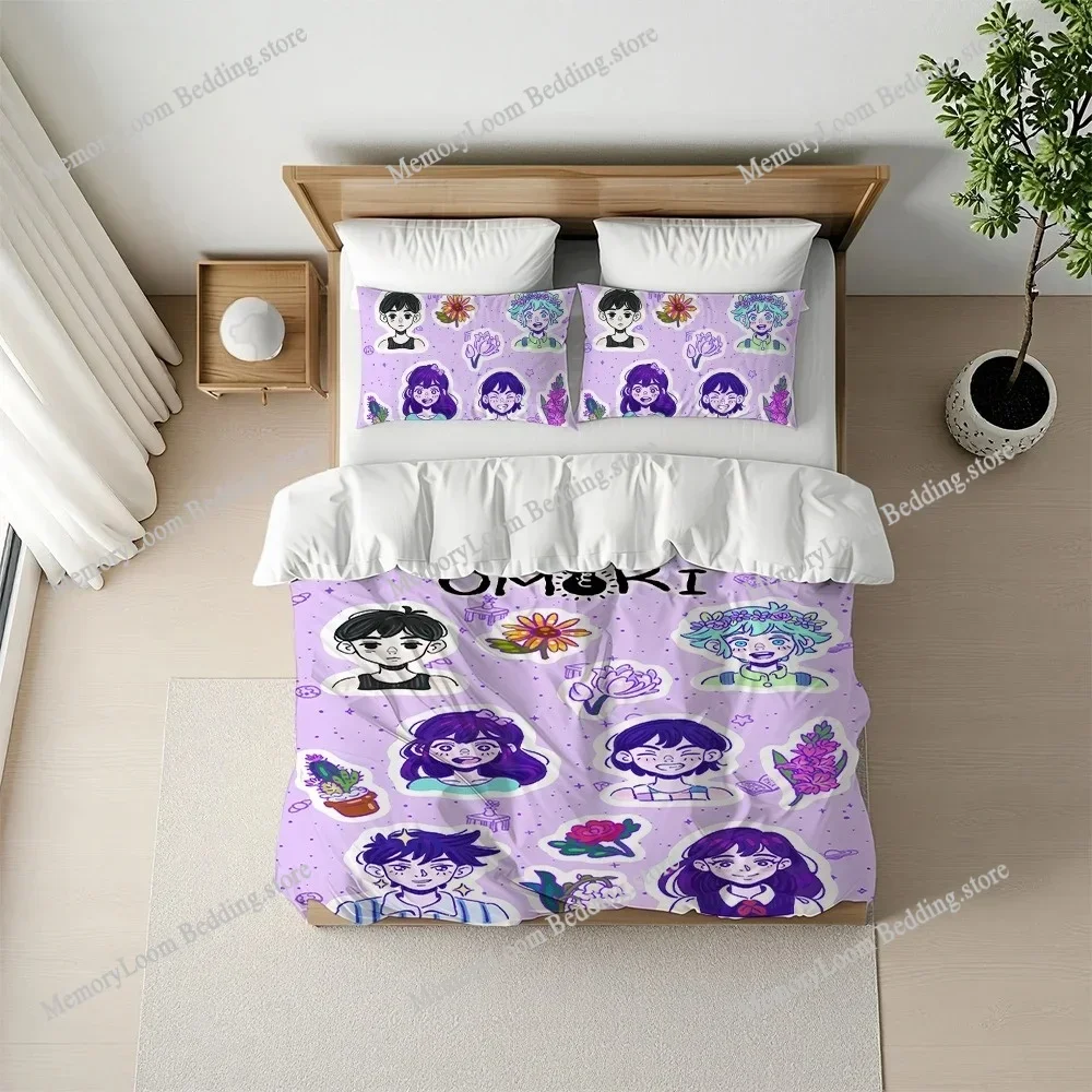 

Game Omori Kawaii Duvet Cover Set Home Style Bedding Soft Laundry Cotton Bed Four Seasons Student Dormitory Home Textileextile74