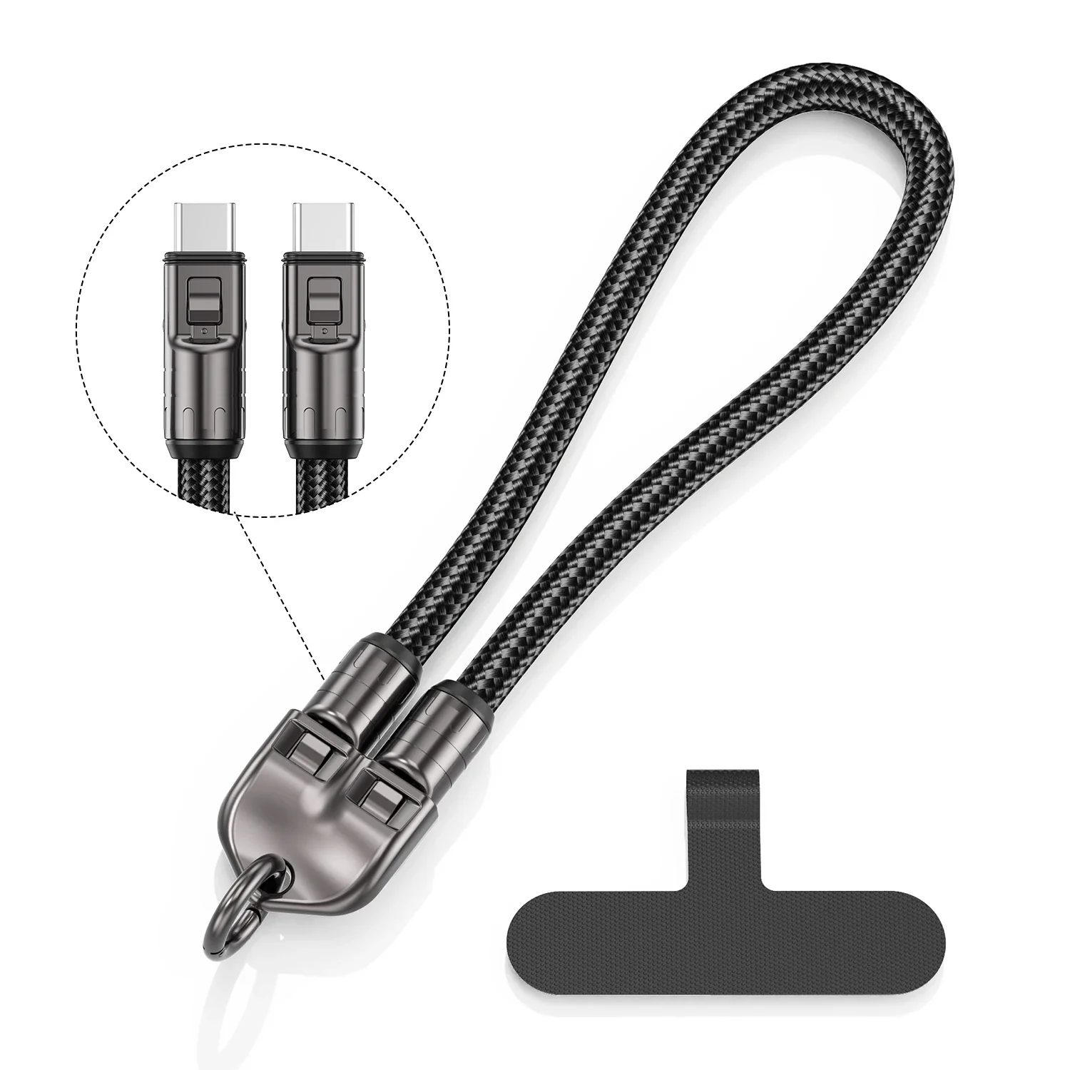 

2 in 1 60W USB-C to Type-C Lanyard Data Cable 3A PD Fast Charging Kit For iPhone 17 16 15 Samsung Huawei Laptops Anti-lost Rope
