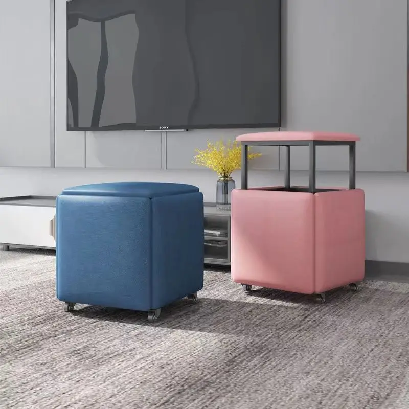 For Small Velvet Seat Storage Foldable Leather 5 in 1 Home Modern Stools Ottomans Living Room