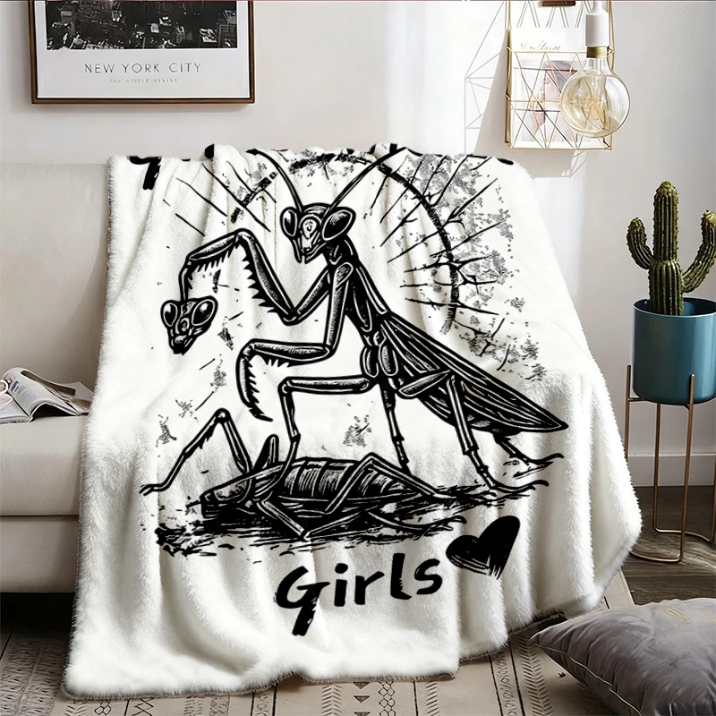 Feminist Praying Mantis Graphic Flannel Blanket Will Be Flannel Throw