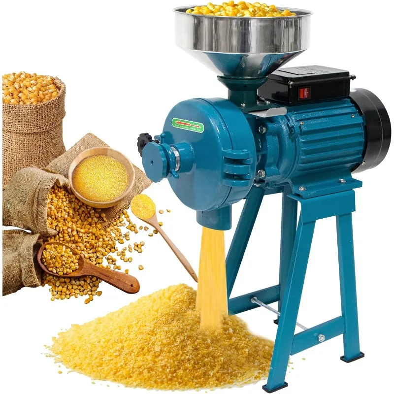 SLSY Electric Grain Mill Wet Dry Mill Grinder 3000W,110V Commercial Grain Grinder Machine for Cereals Corn Grain Wheat Feed Mill