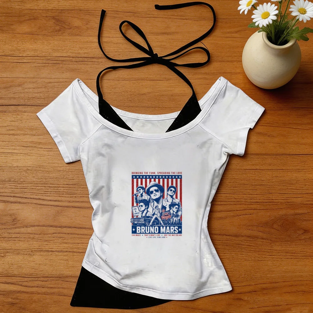 Bruno Mars cropped top women kawaii meme clearance sales t shirt gothic goth alternative  emo funny