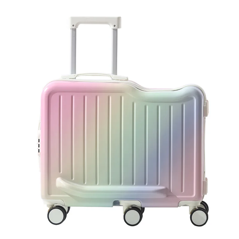 2026 New Children's Ride-On Luggage Suitcase with Four-Way Wheels Travel Password Box Reinforced Multi-Functional Student Bag