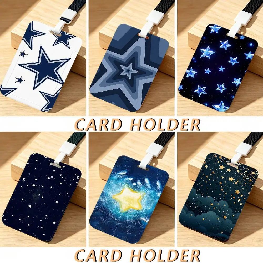 INS Blue Star Y2K Trendy Luxury ID Card Holder Lanyard Gift Men And Women For Gift Daily Life