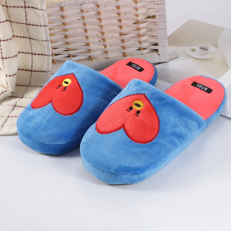 Cute cartoon Kawaii Koya New Style In Autumn and Winter Plush Slippers Indoor Anti-Skid Couple Warm Cotton Slippers