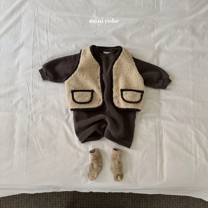 Boys and Girls Plush Vests Infants and Young Children Autumn and Winter Clothes Korean Baby Plush Thick Outer Vest