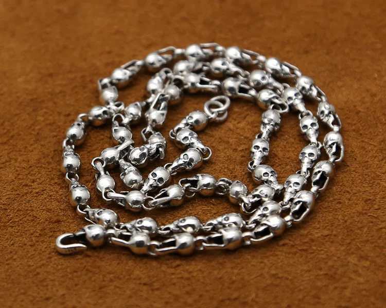 Collier tête de mort en argent regardé S925, pull coréen, bijoux populaires, connexion Sophia Joint JOMale Restant, personnalité