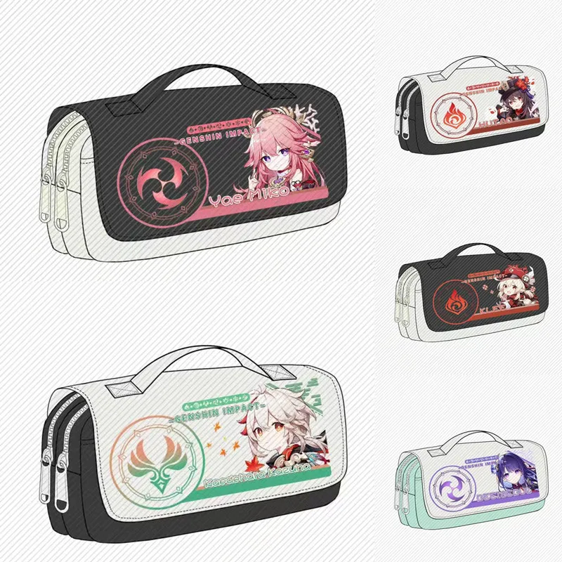 Genshin Impact Cute School Pencil Cases HUTAO Kaedehara Kazuha Yae Miko Cosplay Student Pen Bag Storage Cosmetic Bag Fans Gift