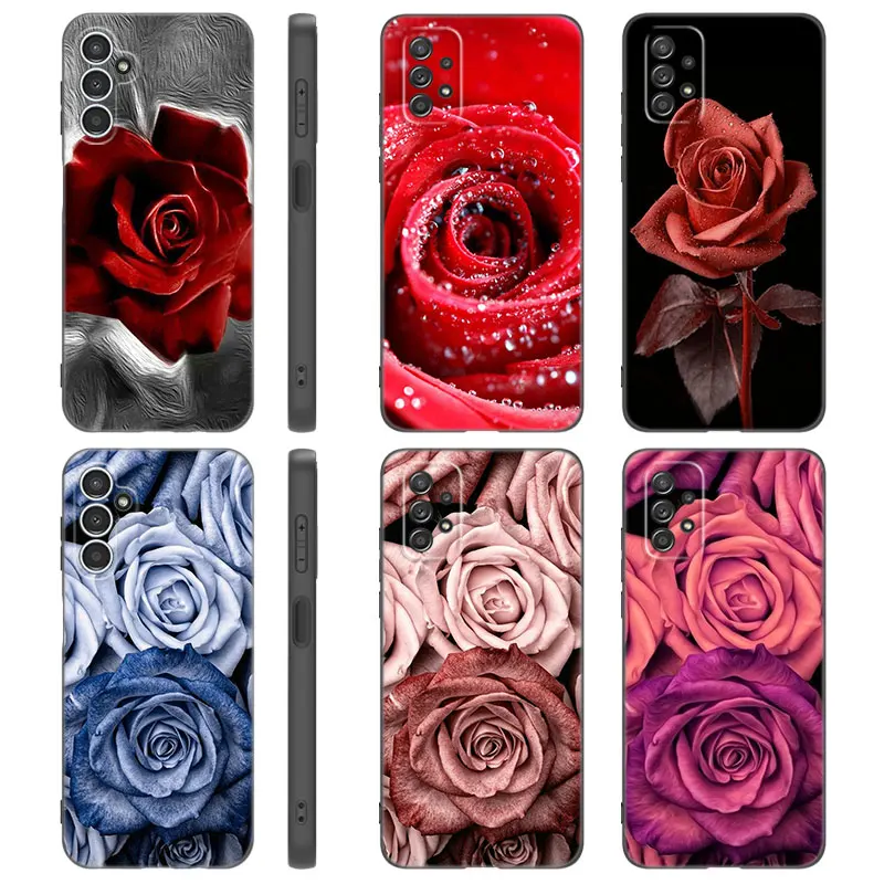 Bright Red Rose Flowers Phone Case For Samsung A13 A22 A24 A32 4G A25 A34 A35 A52S A53 A54 A55 A73 5G A12 A14 A15 A23 A31 A33