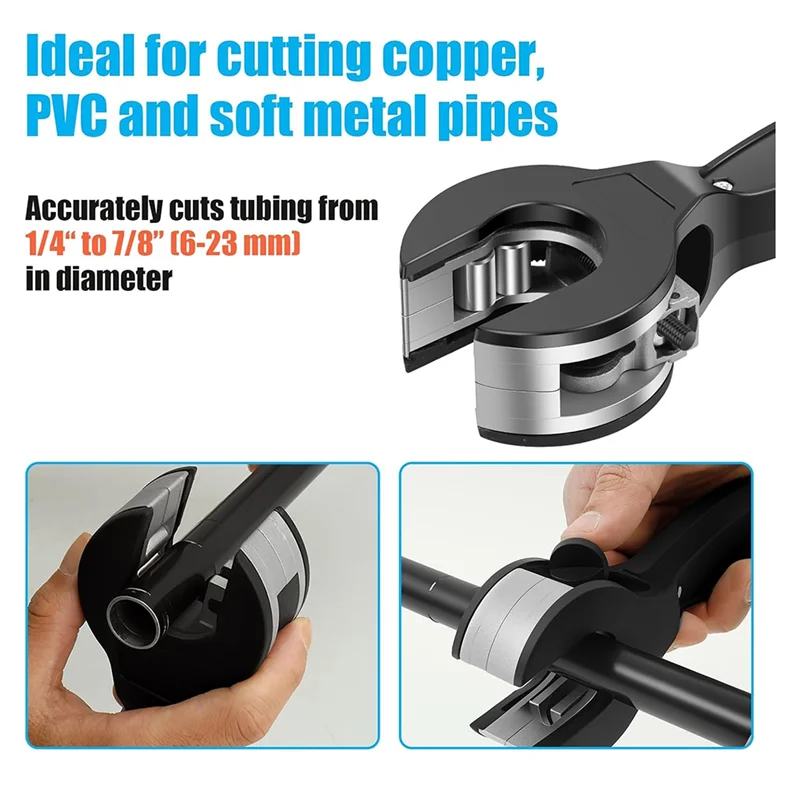 THIVN-Tube Compact Cutter, Ratcheting Pvc Cutter For Cutting Pvc, Ppr, And Plastic Hoses, Ratcheting Tube Cutter (1/4" To 7/8")