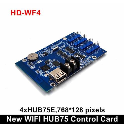 HD-WF4 Huidu 싱글 듀얼 컬러 와이파이 LED 제어 카드, 텍스트 애니메이션 워드, P4 P5 소형 사인 보드용, 4 x HUB75 포트 