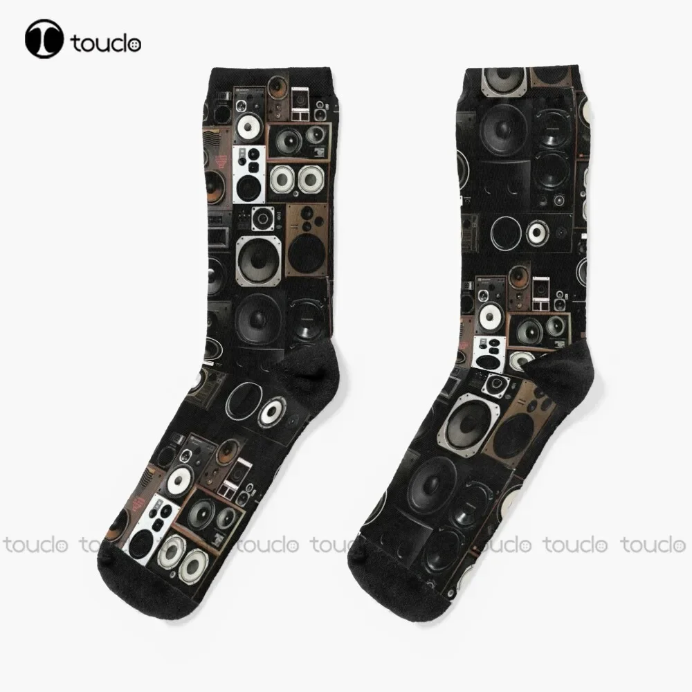 Audio Vintage Hifi Hi Fi Socks Mens Cotton Socks Christmas Gift Unisex Adult Teen Youth Socks Custom 360° Digital Print