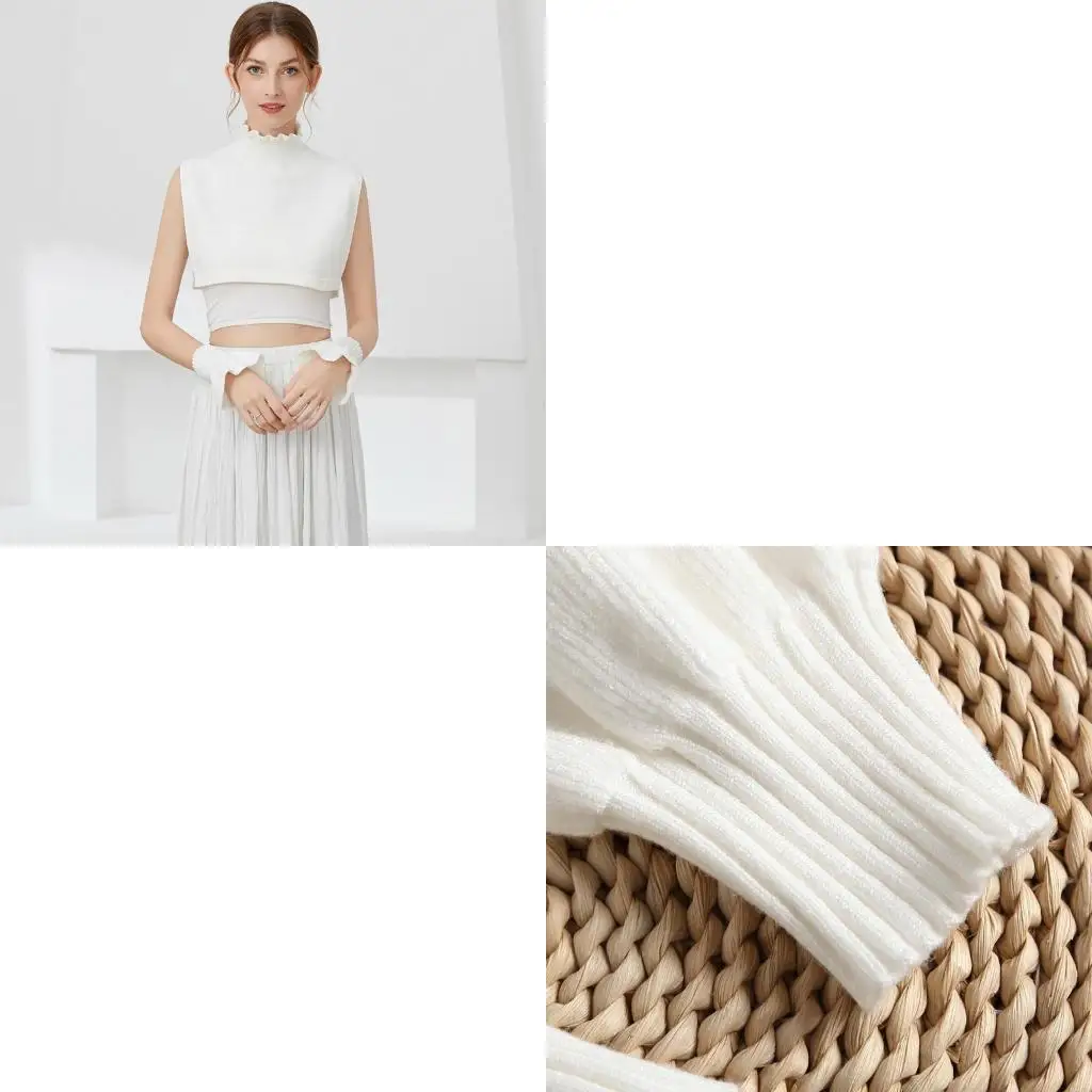 39BD Decorated Cuff Fake Sleeves Autumn Winter Wild Sweater Decorative Sleeves Flounces Wrist Sleeves Pleated Wrist Accessory