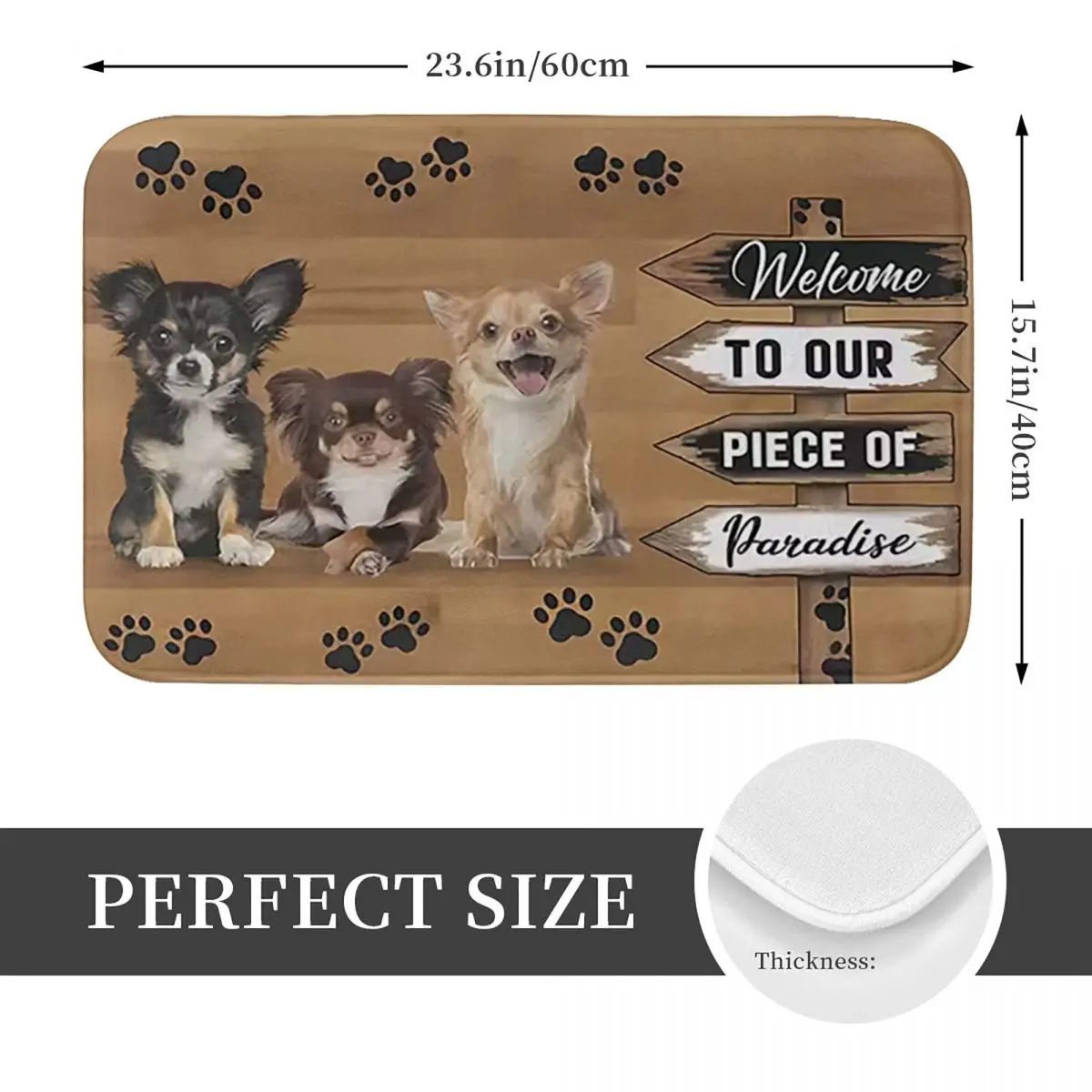 Chihuahua Paws Welcome Welcome To Our Piece Of Paradise Anti-slip Doormat Floor Mat Carpet Rug for Kitchen Entrance Footpad Mats