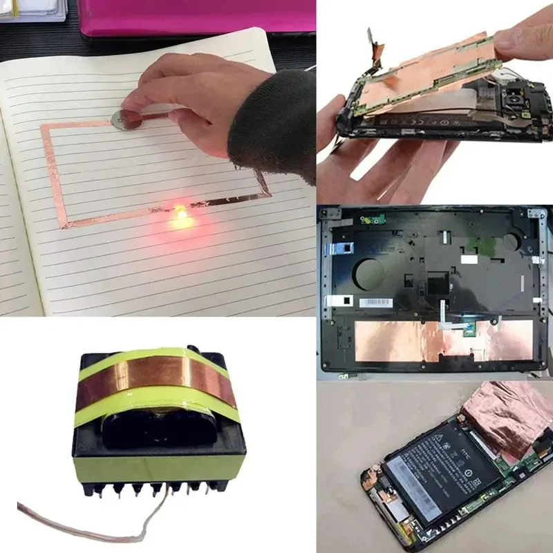 Fita de cobre dupla face condutora, fita de folha de cobre para vitral, fita condutora para guitarra, blindagem emi, artesanato